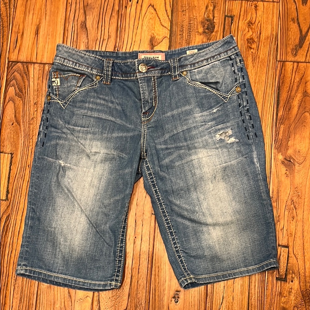 MEK Distressed Denim Shorts
